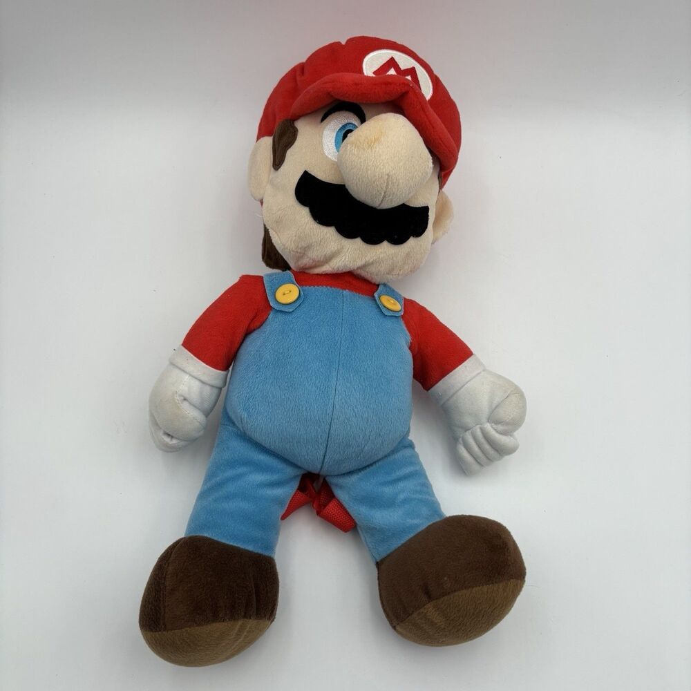 Nintendo Super Mario Plush Backpack 20" Red Straps Zipper Storage 2018
